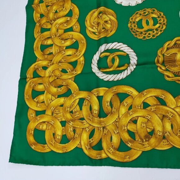 Chanel Greens /Gold Silk100% - Picture 3 of 9
